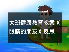 大班健康教育教案《眼睛的朋友》反思