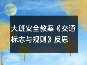 大班安全教案《交通標志與規(guī)則》反思