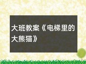大班教案《電梯里的大熊貓》