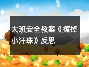 大班安全教案《擦掉小汗珠》反思