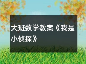 大班數(shù)學(xué)教案《我是小偵探》