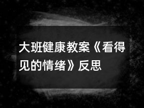 大班健康教案《看得見的情緒》反思