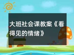 大班社會(huì)課教案《看得見(jiàn)的情緒》