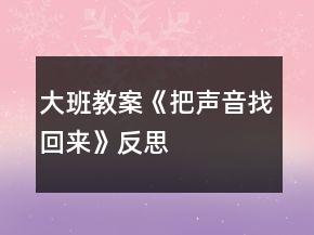 大班教案《把聲音找回來》反思