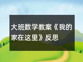 大班數(shù)學教案《我的家在這里》反思