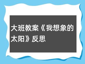 大班教案《我想象的太陽(yáng)》反思
