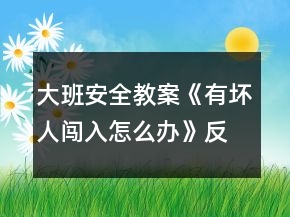 大班安全教案《有壞人闖入怎么辦》反思