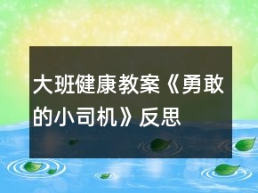 大班健康教案《勇敢的小司機(jī)》反思
