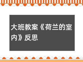大班教案《荷蘭的室內(nèi)》反思