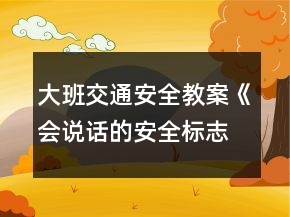 大班交通安全教案《會說話的安全標志》反思