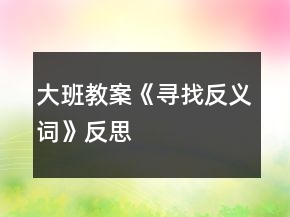 大班教案《尋找反義詞》反思