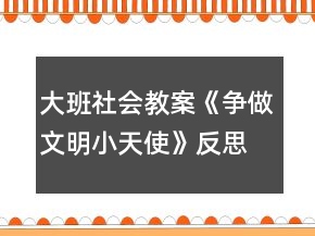 大班社會教案《爭做文明小天使》反思