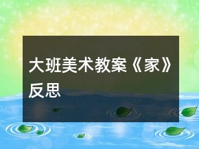 大班美術(shù)教案《家》反思