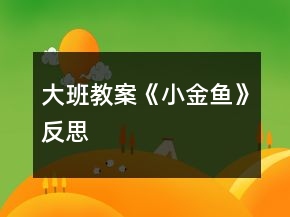 大班教案《小金魚》反思