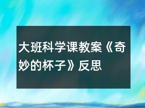 大班科學課教案《奇妙的杯子》反思