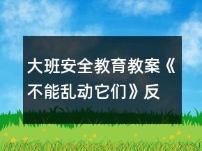 大班安全教育教案《不能亂動它們》反思