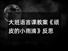 大班語(yǔ)言課教案《頑皮的小雨滴》反思