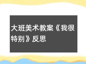 大班美術(shù)教案《我很特別》反思
