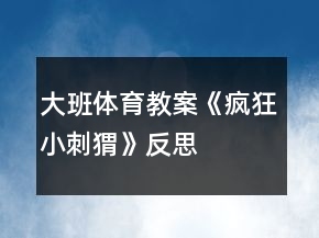 大班體育教案《瘋狂小刺猬》反思