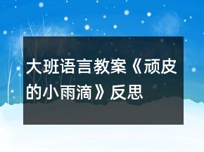 大班語(yǔ)言教案《頑皮的小雨滴》反思