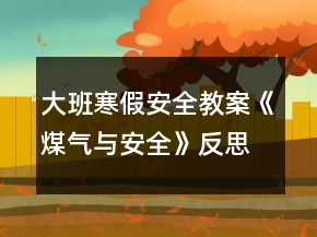 大班寒假安全教案《煤氣與安全》反思