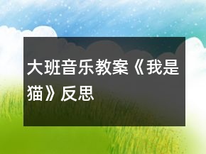 大班音樂教案《我是貓》反思
