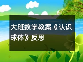 大班數學教案《認識球體》反思