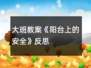大班教案《陽臺(tái)上的安全》反思