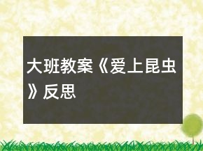 大班教案《愛(ài)上昆蟲》反思