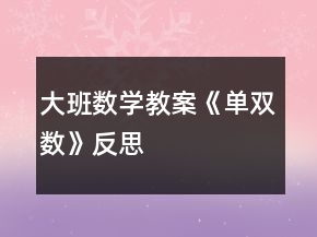 大班數(shù)學(xué)教案《單雙數(shù)》反思