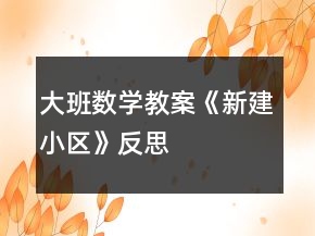 大班數(shù)學教案《新建小區(qū)》反思