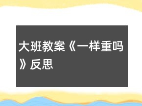 大班教案《一樣重嗎》反思