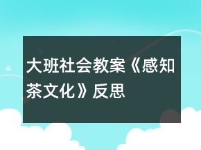 大班社會(huì)教案《感知茶文化》反思