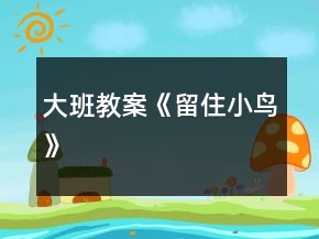 大班教案《留住小鳥》