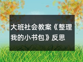 大班社會教案《整理我的小書包》反思