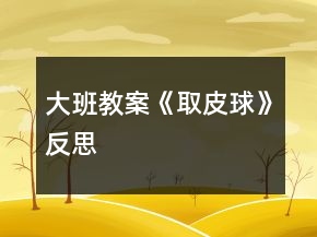 大班教案《取皮球》反思