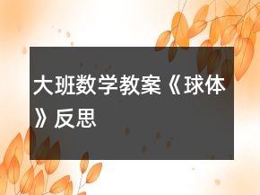 大班數學教案《球體》反思