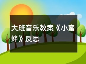大班音樂教案《小蜜蜂》反思