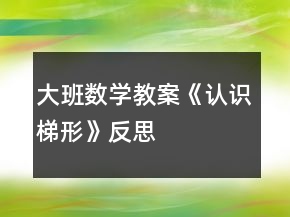 大班數(shù)學(xué)教案《認(rèn)識(shí)梯形》反思