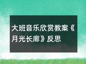 大班音樂欣賞教案《月光長廊》反思