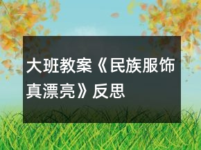 大班教案《民族服飾真漂亮》反思