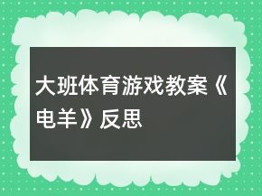 大班體育游戲教案《電羊》反思