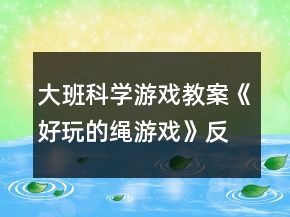 大班科學(xué)游戲教案《好玩的繩游戲》反思
