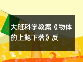 大班科學教案《物體的上拋、下落》反思