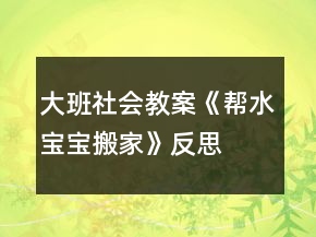 大班社會教案《幫水寶寶搬家》反思