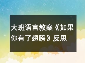 大班語(yǔ)言教案《如果你有了翅膀》反思