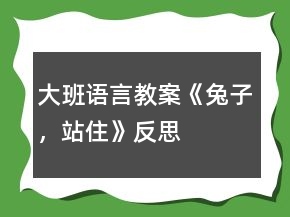 大班語言教案《兔子，站住》反思