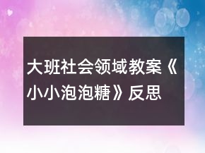 大班社會領(lǐng)域教案《小小泡泡糖》反思