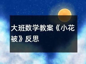 大班數(shù)學教案《小花被》反思