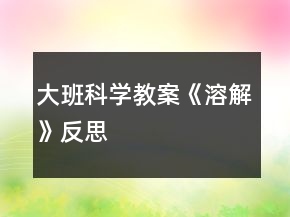 大班科學教案《溶解》反思